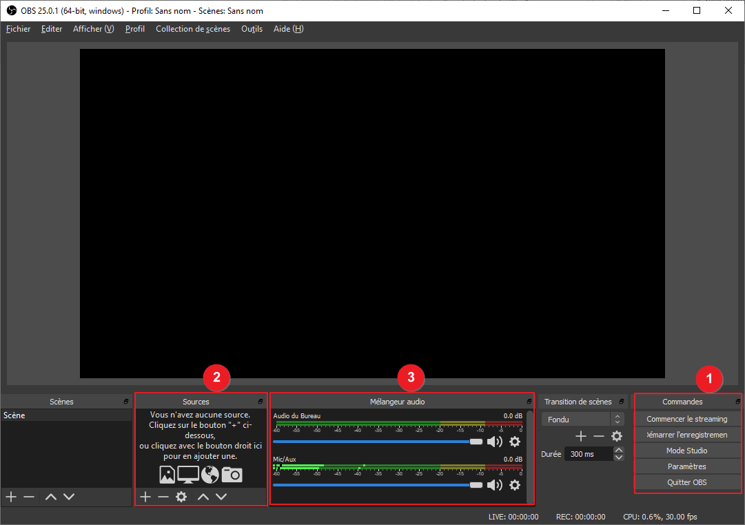 Open Broadcaster 18 interface