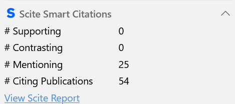 Interface de Scite sur Zotero